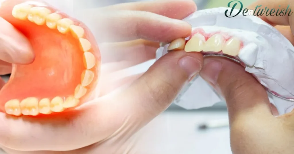 How can denture adhesive help secure dentures?